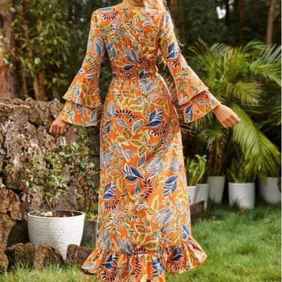 WESTERN PLANTS PATTERN MAXI DRESS - Picture 2 of 9